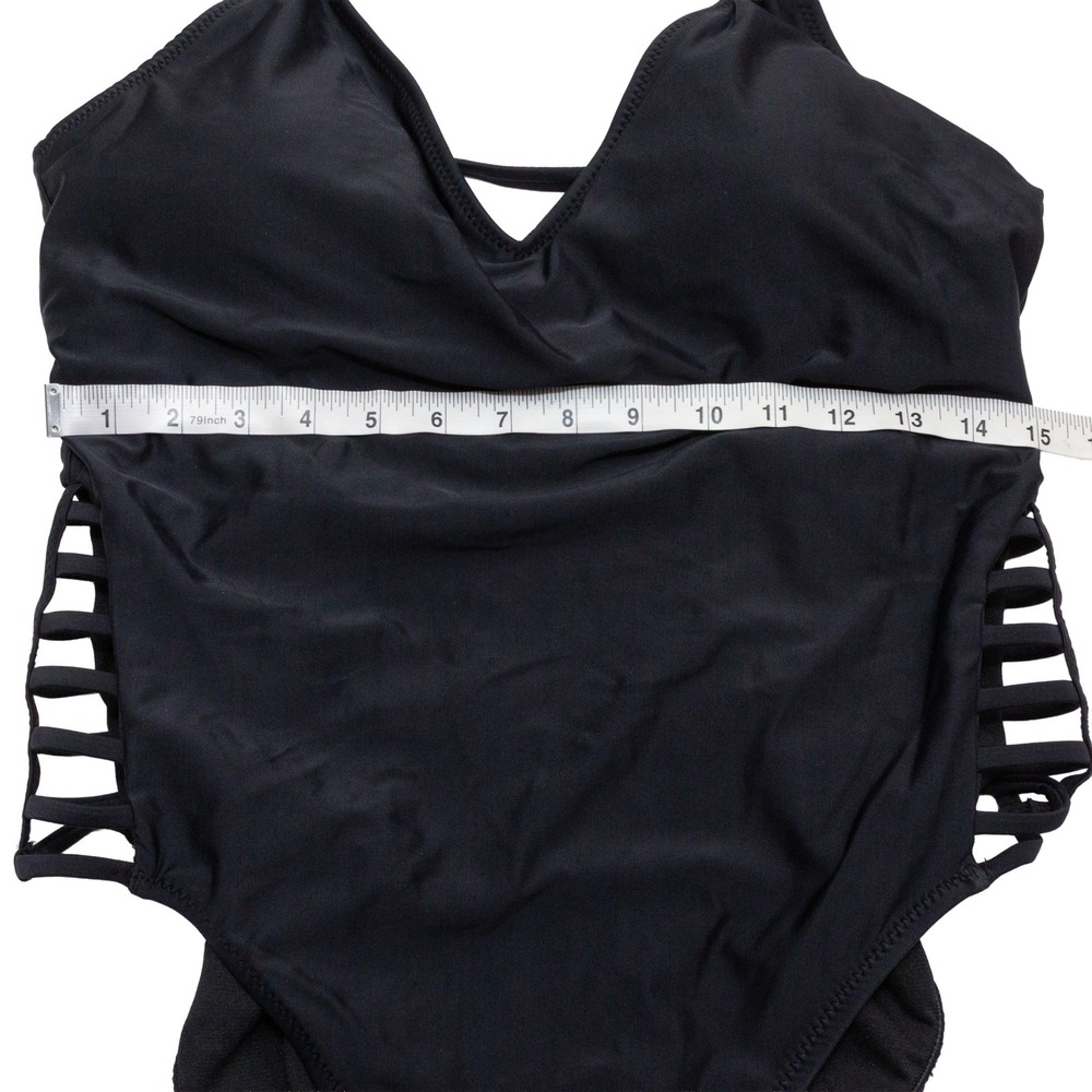 Mossimo One Piece Swimsuit Women XL Black NEW Strappy Side Lattice V-Neck M06794 - Picture 5 of 9
